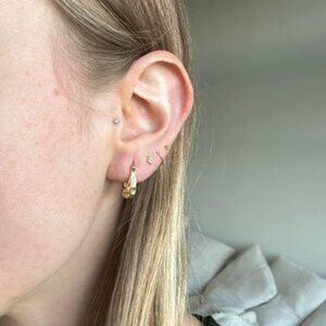 The Avery Gold chunky small hoop earrings hoops huggie hammered
